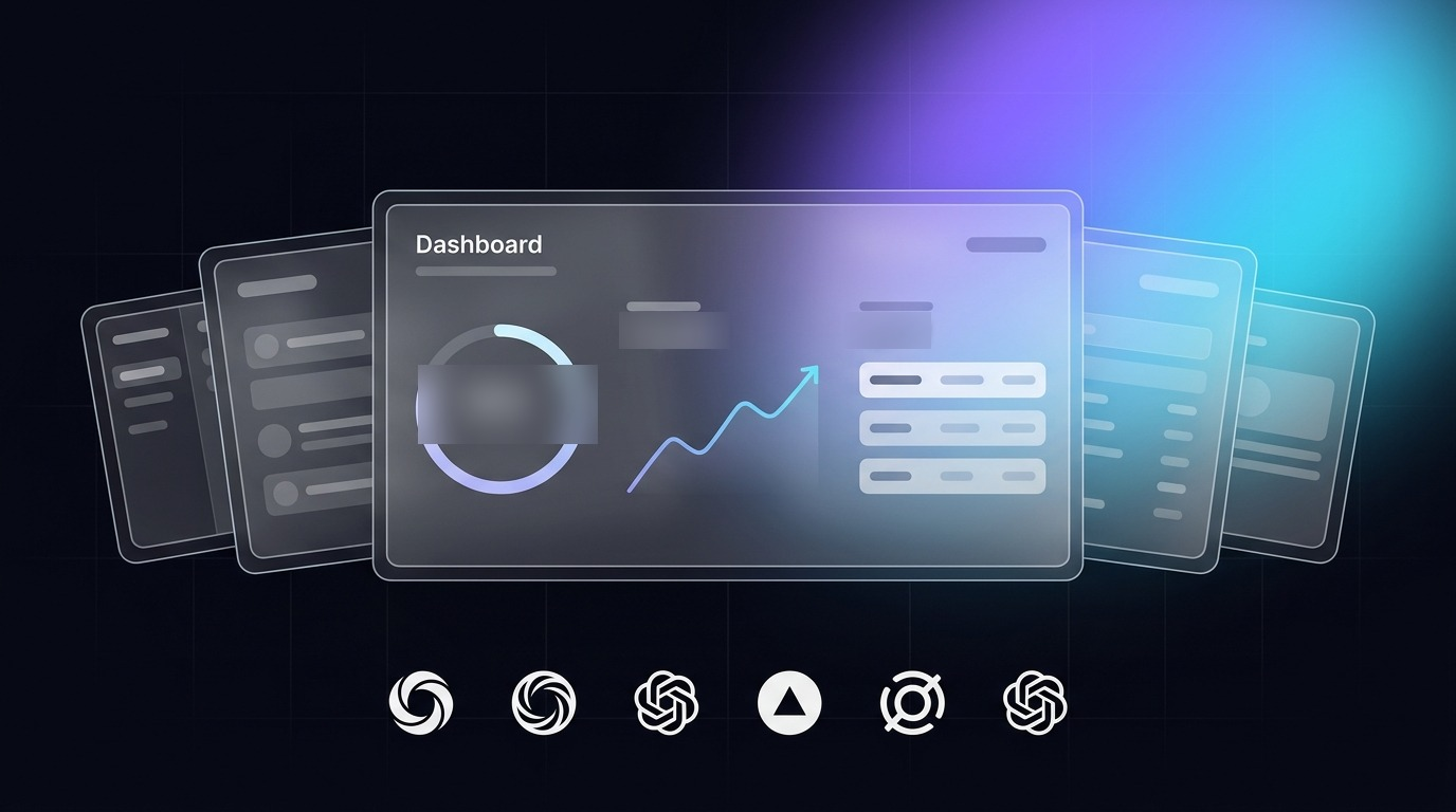Illustrative preview of the AgentRead dashboard style — glass panels, ReadScore gauge, trend chart